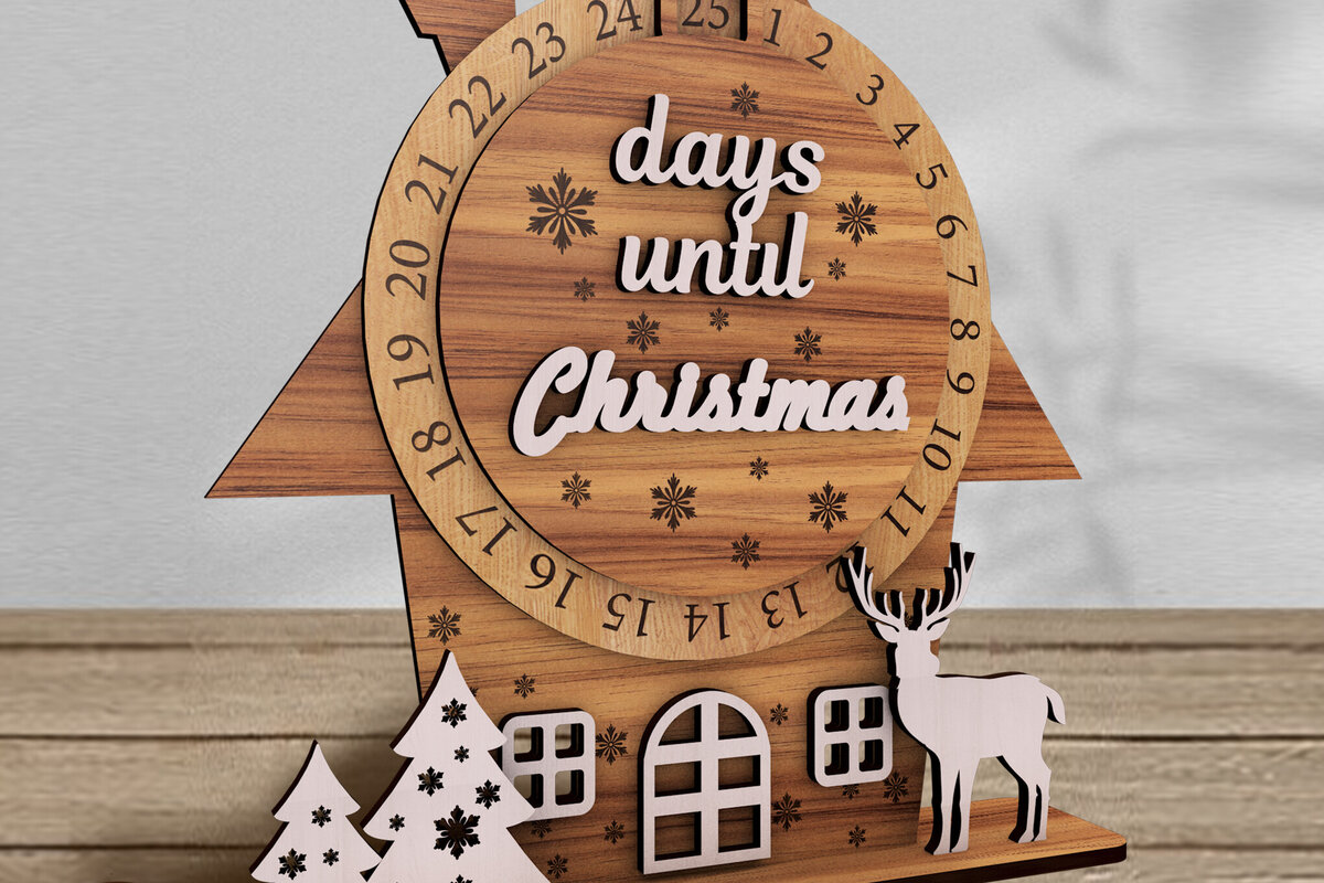 Σετ των 3 Intra απο ξύλο plywood 3mm-4mm πάχος - Ημερολόγιο έλευσης ημερών μέχρι τα Χριστούγεννα Δίασταση 6x7 cm INTRAFABR-108995835