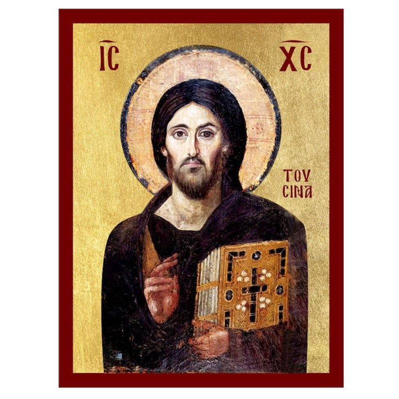 Εικόνα Ορθοδοξίας με περίγραμμα χρυσό σε ξύλο Φλαμουρίας  με  βάση Εικόνα του Ιησού Χριστού του Σινά, Χειροποίητη Ελληνορθόδοξη εικόνα του Ιησού Χριστού, Κρεμαστή πλάκα βυζαντινής τέχνης, χριστιανική τέχνη Διάσταση 50x40 cm (19,7 x 15,8 ίντσες)  INTRAEK-6