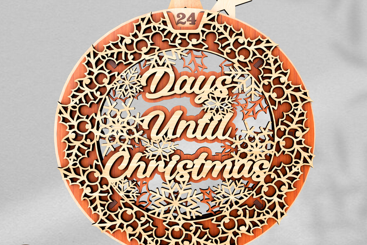 Σετ των 3 Intra απο ξύλο plywood 3mm-4mm πάχος - Days Under Christmas Advent στεφάνι Δίασταση 13x9 cm INTRAFABR-108123954