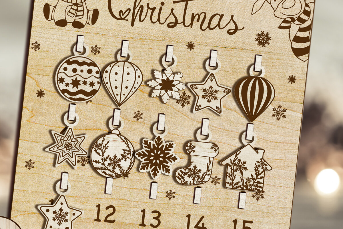 Σετ των 2 Intra απο ξύλο plywood 3mm-4mm πάχος - Μέρες μέχρι τα Χριστούγεννα Δίασταση 6x20 cm INTRAFABR-49306331