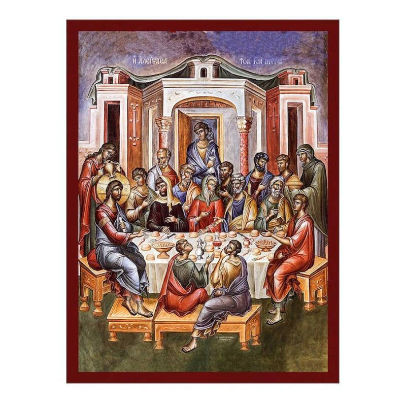 Εικόνα Ορθοδοξίας με περίγραμμα χρυσό σε ξύλο Φλαμουρίας  με  βάση Εικόνα Χριστός και αμαρτωλή γυναίκα, χειροποίητη ελληνορθόδοξη εικόνα του Ιησού Χριστού, επιτοίχια πλάκα βυζαντινής τέχνης, θρησκευτικό δώρο Διάσταση 50x40 cm (19,7 x 15,8 ίντσες)  INTRAEK