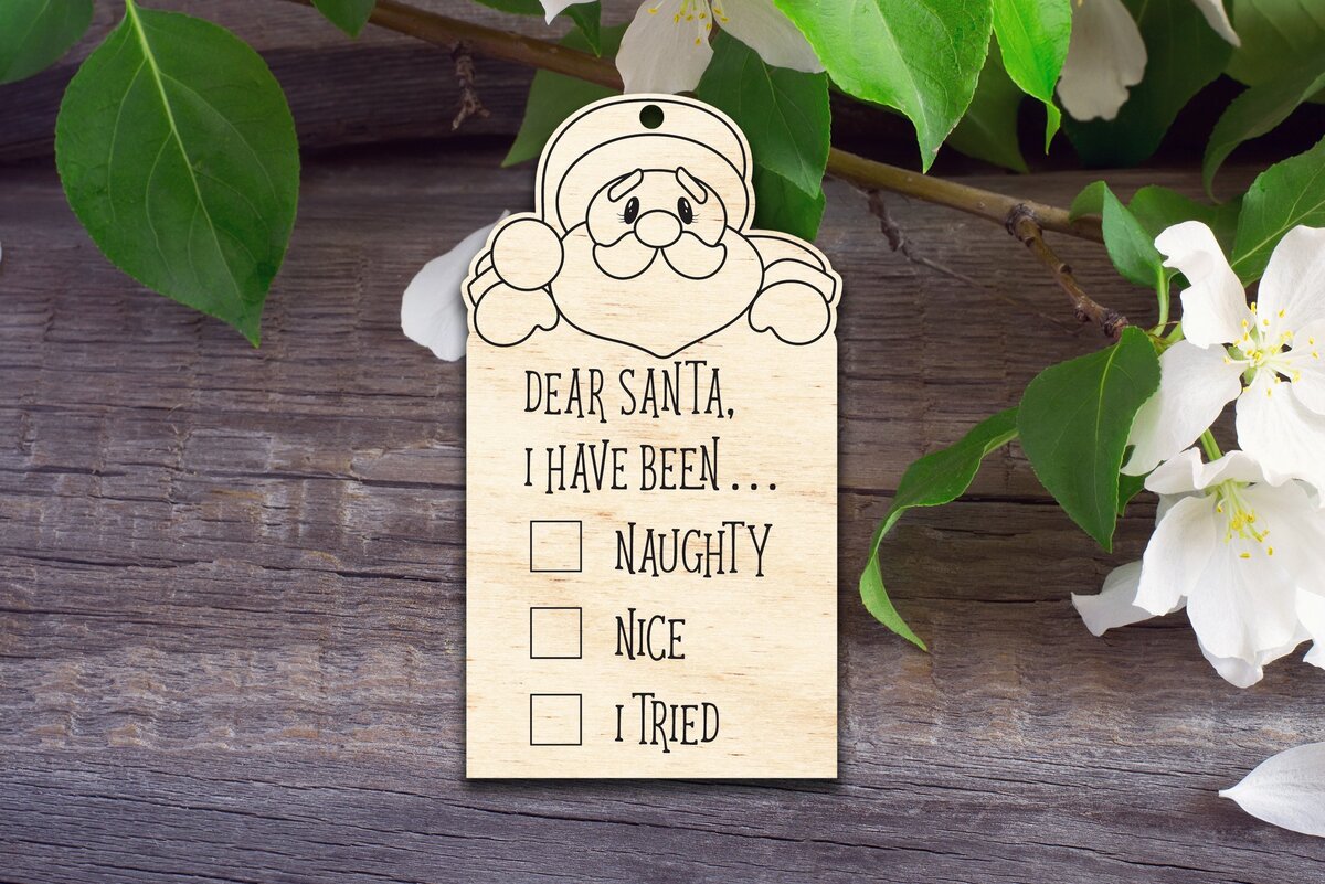 Σετ των 3 Intra απο ξύλο plywood 3mm-4mm πάχος - Αγαπητέ Άγιο Βασίλη που έχω πάει. . . Ετικέτα δώρου Δίασταση 5x10 cm INTRAFABR-37186985