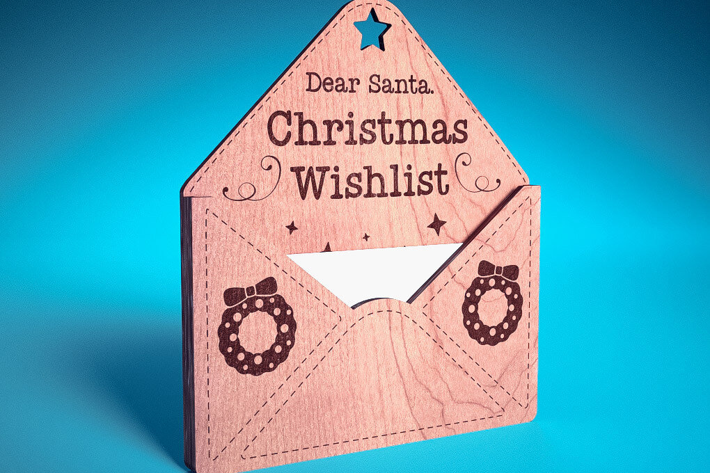 Σετ των 3 Intra απο ξύλο plywood 3mm-4mm πάχος - Dear Santa Ornament Laser Cut  |  Δίασταση 6x6 cm INTRAFABR-72094779