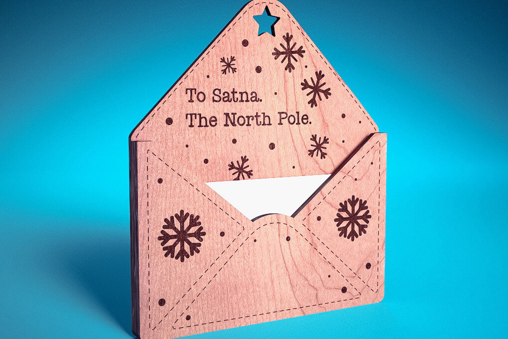 Σετ των 3 Intra απο ξύλο plywood 3mm-4mm πάχος - Dear Santa Ornament Laser Cut  |  Δίασταση 6x6 cm INTRAFABR-72094475