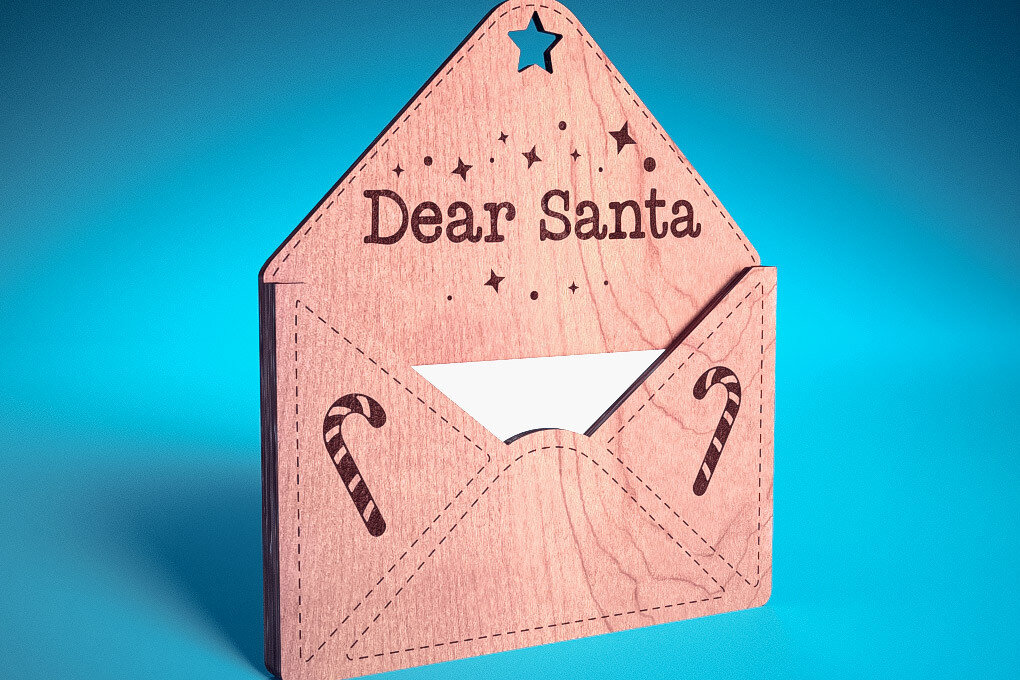 Σετ των 3 Intra απο ξύλο plywood 3mm-4mm πάχος - Dear Santa Ornament Laser Cut  |  Δίασταση 6x6 cm INTRAFABR-72094552