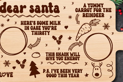 Σετ των 2 Intra απο ξύλο plywood 3mm-4mm πάχος - Αγαπητέ Santa Tray Cut Laser Δίασταση 20x20 cm INTRAFABR-80150965