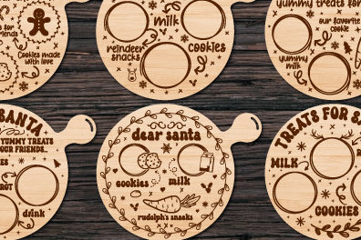 Σετ των 2 Intra απο ξύλο plywood 3mm-4mm πάχος - Αγαπητή δέσμη κοπής με λέιζερ δίσκου Santa Δίασταση 20x20 cm INTRAFABR-80130494