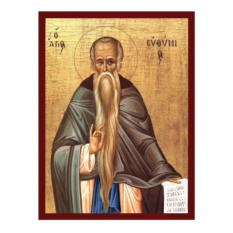Εικόνα Ορθοδοξίας με περίγραμμα χρυσό σε ξύλο Φλαμουρίας  με  βάση Εικόνα Αγίου Ευθυμίου, Χειροποίητη Ελληνική εικόνα Αγίου Ευθυμίου, επιτοίχια πλάκα βυζαντινής τέχνης, χριστιανικό δώρο Διάσταση 50x40 cm (19,7 x 15,8 ίντσες)  INTRAEK-6543216724120