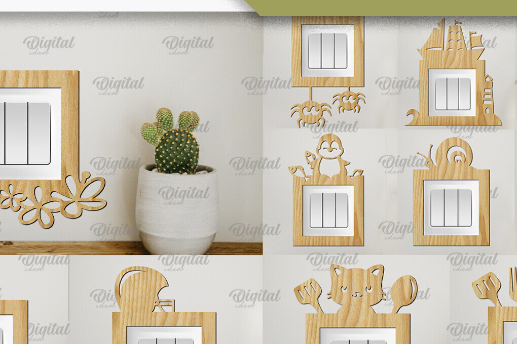 Σετ των 2 Intra απο ξύλο plywood 3mm-4mm πάχος - Διακόσμηση Πλαίσιο για Επιτοίχιο Διακόπτη  Πακέτο Δίασταση 20x25 cm INTRAFABR-92048360