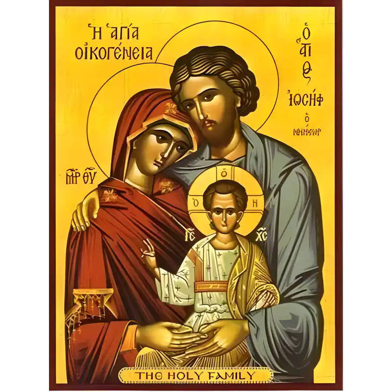 Εικόνα Ορθοδοξίας με περίγραμμα χρυσό σε ξύλο Φλαμουρίας  με  βάση Εικόνα ΑΓΙΑ ΟΙΚΟΓΕΝΕΙΑ Χειροποίητη Ελληνορθόδοξη εικόνα του Ιησού Χριστού, Κρεμαστή πλάκα βυζαντινής τέχνης, χριστιανική τέχνη Διάσταση 40x30 cm (10,2x7,9 ίντσες)  INTRAEK-1447757865263