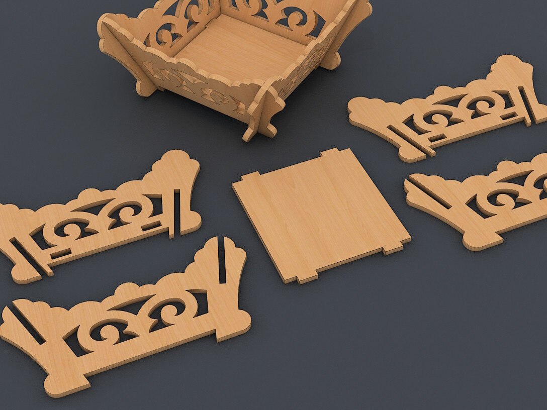 Intra απο ξύλο plywood 3mm-4mm πάχος - Πρότυπο κοπής με λέιζερ διακοσμητικό καλάθι Δίασταση 30x20 cm INTRAFABR-60957563