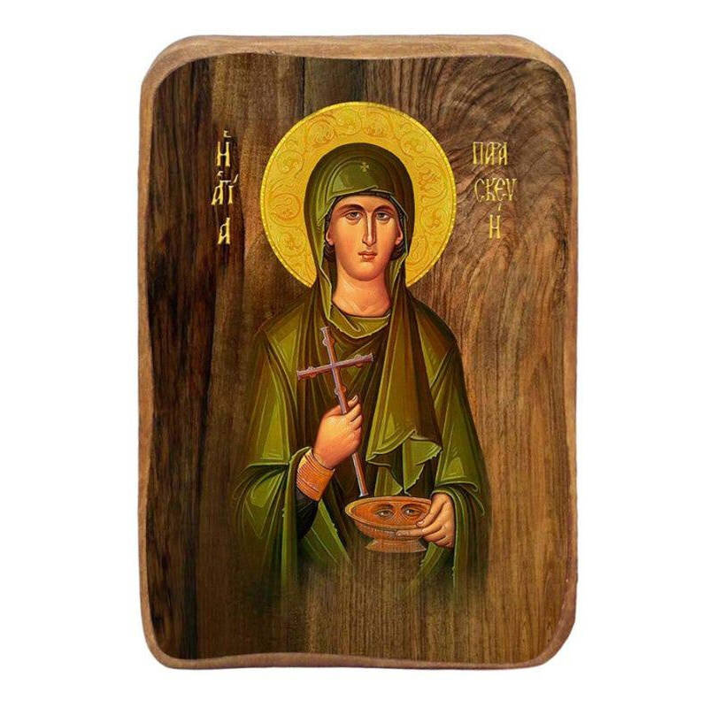 Εικόνα Ορθοδοξίας με περίγραμμα χρυσό σε ξύλο Φλαμουρίας  με  βάση Μπομπονιέρα Βάπτισης Αγίας Παρασκευής Σετ 20 τεμαχίων, Εικόνα Βάπτισης, Μπομπονιέρα Χειροποίητη Βυζαντινή εικόνα 9x6cm, Χριστιανικό Δώρο Διάσταση 45x35 cm (17,7 x 13,8 ίντσες) INTRAEK-5432