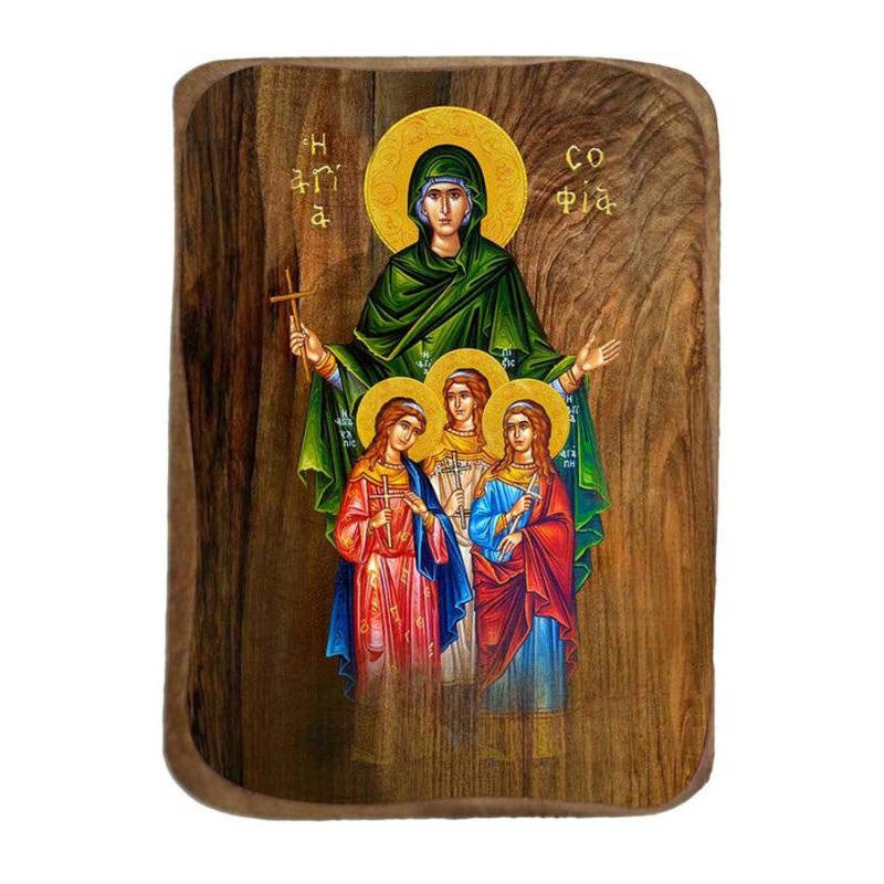 Εικόνα Ορθοδοξίας με περίγραμμα χρυσό σε ξύλο Φλαμουρίας  με  βάση Μπομπονιέρα Βάπτισης Αγίας Σοφίας Σετ 20 τεμαχίων, Εικόνα Βάπτισης, Μπομπονιέρα Χειροποίητη Βυζαντινή εικόνα 9x6cm, Χριστιανικό Δώρο Διάσταση 45x35 cm (17,7 x 13,8 ίντσες) INTRAEK-54321672