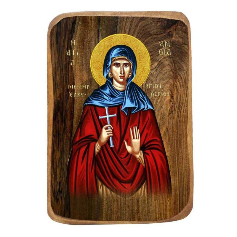Εικόνα Ορθοδοξίας με περίγραμμα χρυσό σε ξύλο Φλαμουρίας  με  βάση Μπομπονιέρα Βάπτισης Αγίας Ανθίας Σετ 20 τεμαχίων, Εικόνα Βάπτισης, Μπομπονιέρα Χειροποίητη Βυζαντινή εικόνα 9x6cm, Χριστιανικό Δώρο Διάσταση 45x35 cm (17,7 x 13,8 ίντσες) INTRAEK-54321672