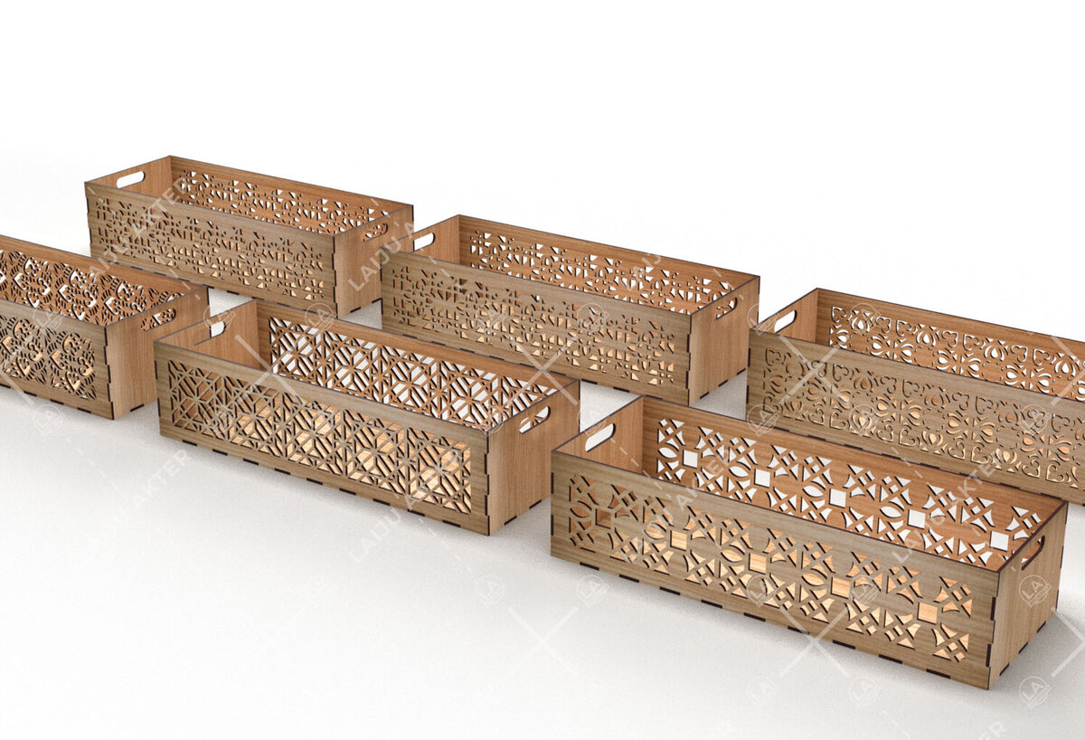 Σετ των 2 Intra απο ξύλο plywood 3mm-4mm πάχος - Διακοσμητικά κουτιά Δέσμη κοπής με λέιζερ Δίασταση 15x15 cm INTRAFABR-116835281