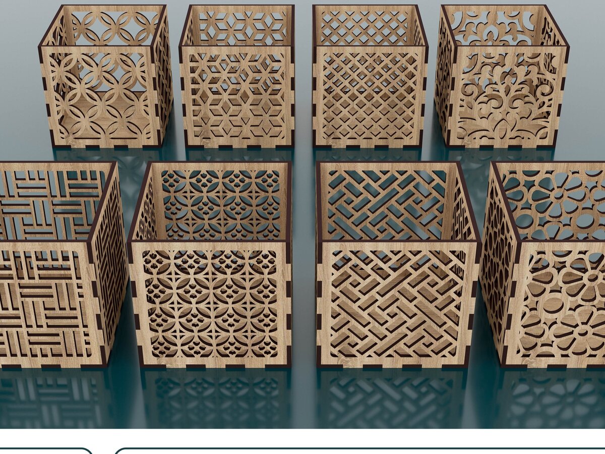 Σετ των 3 Intra απο ξύλο plywood 3mm-4mm πάχος - Διακοσμητικά κουτιά Δίασταση 100x100 cm INTRAFABR-53165961