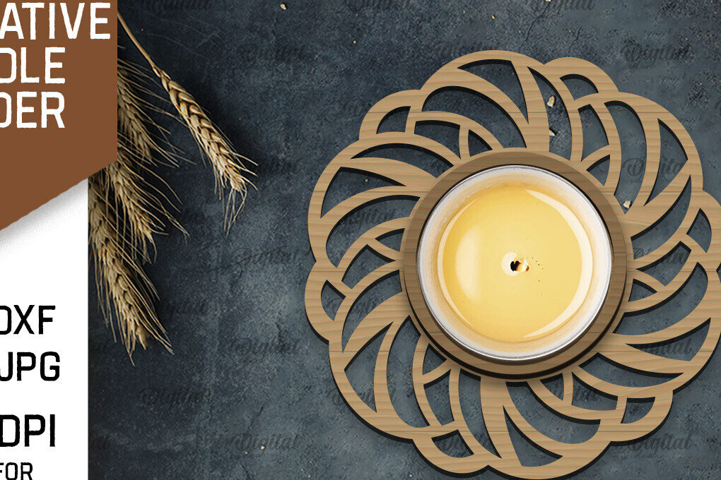 Intra απο ξύλο plywood 3mm-4mm πάχος - Διακοσμητικό Κηροπήγιο Σχέδιο LaserCut Δίασταση 30x20 cm INTRAFABR-107176482