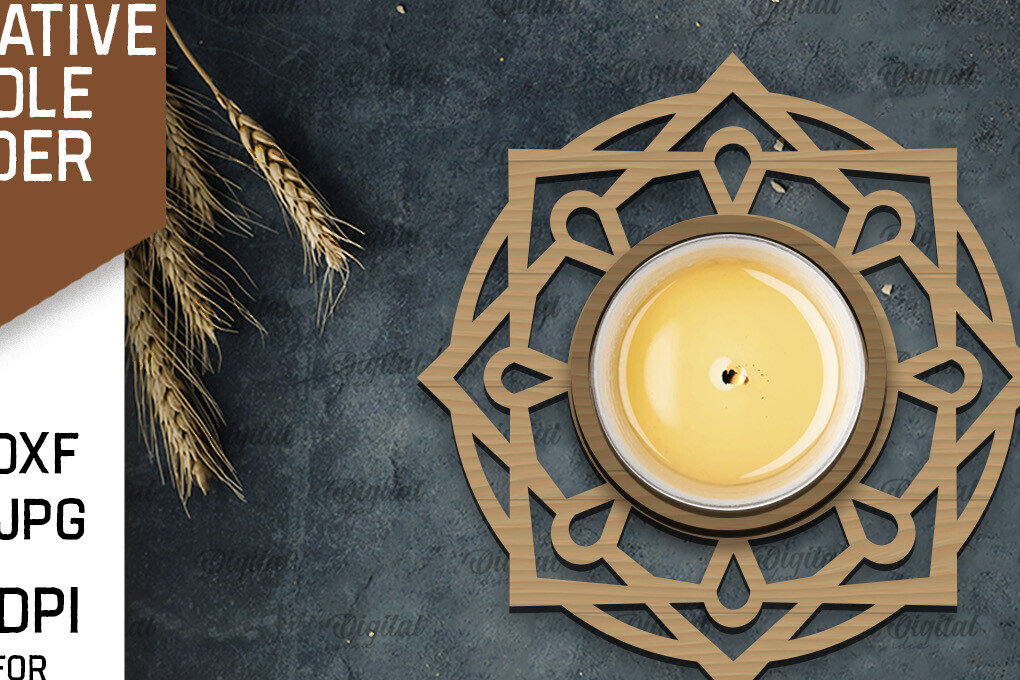 Intra απο ξύλο plywood 3mm-4mm πάχος - Διακοσμητικό Κηροπήγιο LaserCut Δίασταση 30x20 cm INTRAFABR-107176204