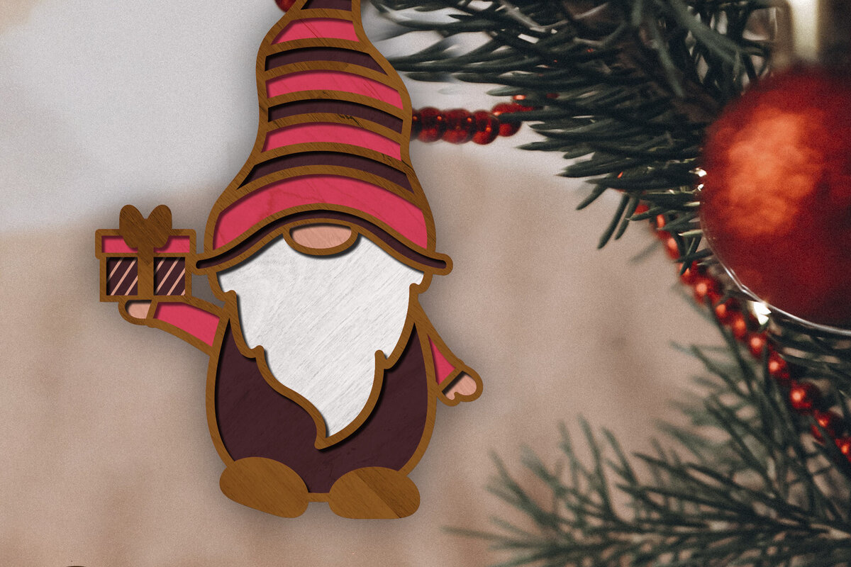 Σετ των 3 Intra απο ξύλο plywood 3mm-4mm πάχος - Διακοσμητικό Χριστουγεννιάτικο στολίδι με στοιχειό Δίασταση 4x4 cm INTRAFABR-86549344