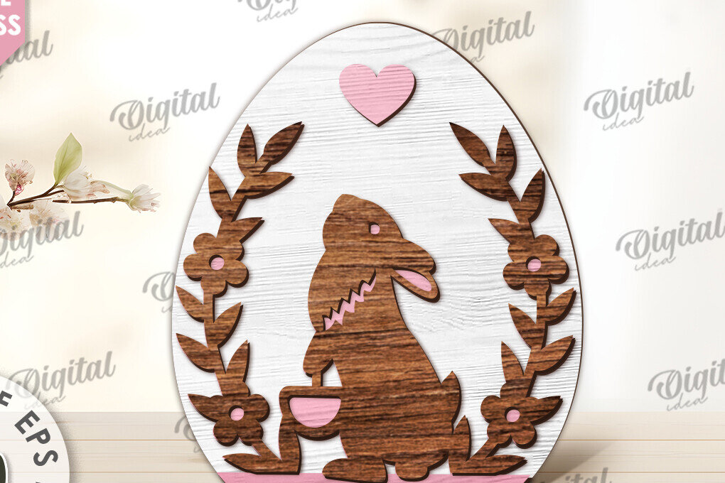 Σετ των 2 Intra απο ξύλο plywood 3mm-4mm πάχος - Διακοσμητικό πασχαλινό αυγό κοπής με λέιζερ. 3D αυγό Δίασταση 15x15 cm INTRAFABR-115504423