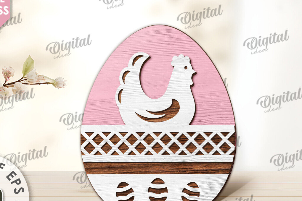 Σετ των 2 Intra απο ξύλο plywood 3mm-4mm πάχος - Διακοσμητικό πασχαλινό αυγό κοπής με λέιζερ. 3D αυγό Δίασταση 15x15 cm INTRAFABR-115503756