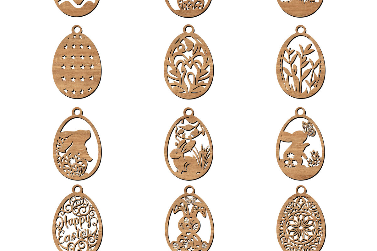 Σετ των 3 Intra απο ξύλο plywood 3mm-4mm πάχος - Διακοσμητικά Πασχαλινά Αυγά με Λέιζερ Δίασταση 6x6 cm INTRAFABR-113753942