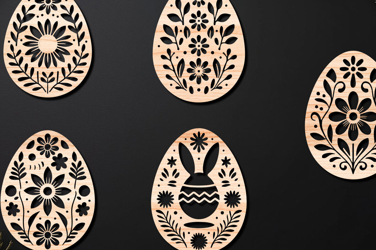 Σετ των 3 Intra απο ξύλο plywood 3mm-4mm πάχος - Διακοσμητικό Πασχαλινό Αυγό LaserCut   Δίασταση 4x4 cm INTRAFABR-112390683