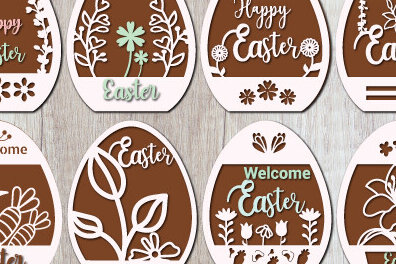 Σετ των 2 Intra απο ξύλο plywood 3mm-4mm πάχος - Διακοσμητικό Πασχαλινό Αυγό  Cut Layer 1466 Δίασταση 15x15 cm INTRAFABR-116319003