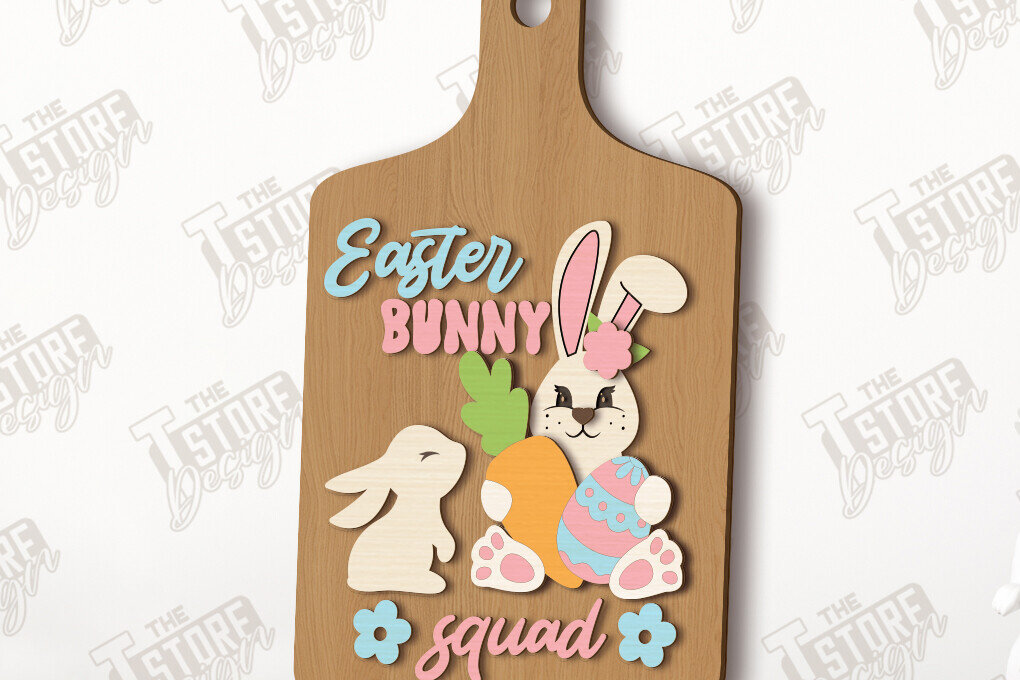 Σετ των 3 Intra απο ξύλο plywood 3mm-4mm πάχος - Διακοσμητικό Πασχαλινό Mini Cutting Board|CNC Δίασταση 15x15 cm INTRAFABR-117201663