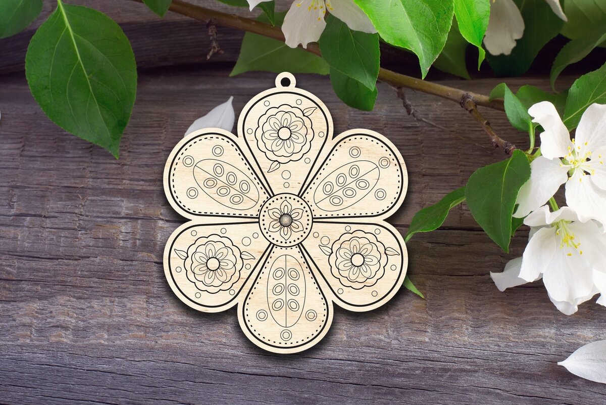 Σετ των 3 Intra απο ξύλο plywood 3mm-4mm πάχος - Διακοσμητικό Χριστουγεννιάτικο στολίδι λουλουδιών Δίασταση 6x6 cm INTRAFABR-32077025