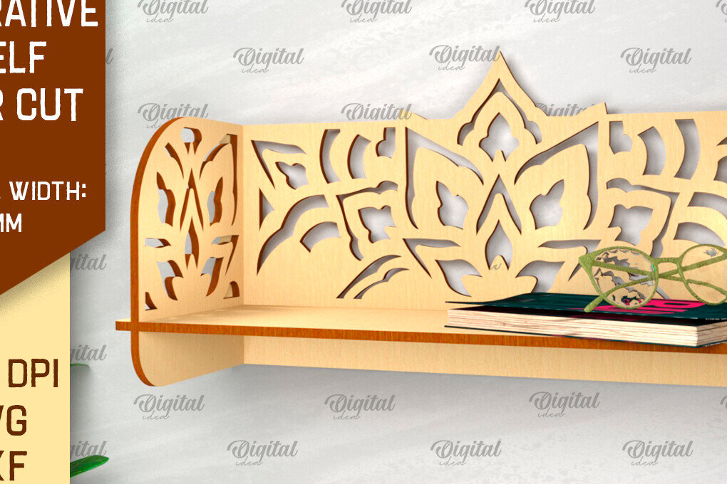 Intra απο ξύλο plywood 3mm-4mm πάχος - Διακοσμητικό ράφι τοίχου λουλουδιών  Δίασταση 30x20 cm INTRAFABR-99620170