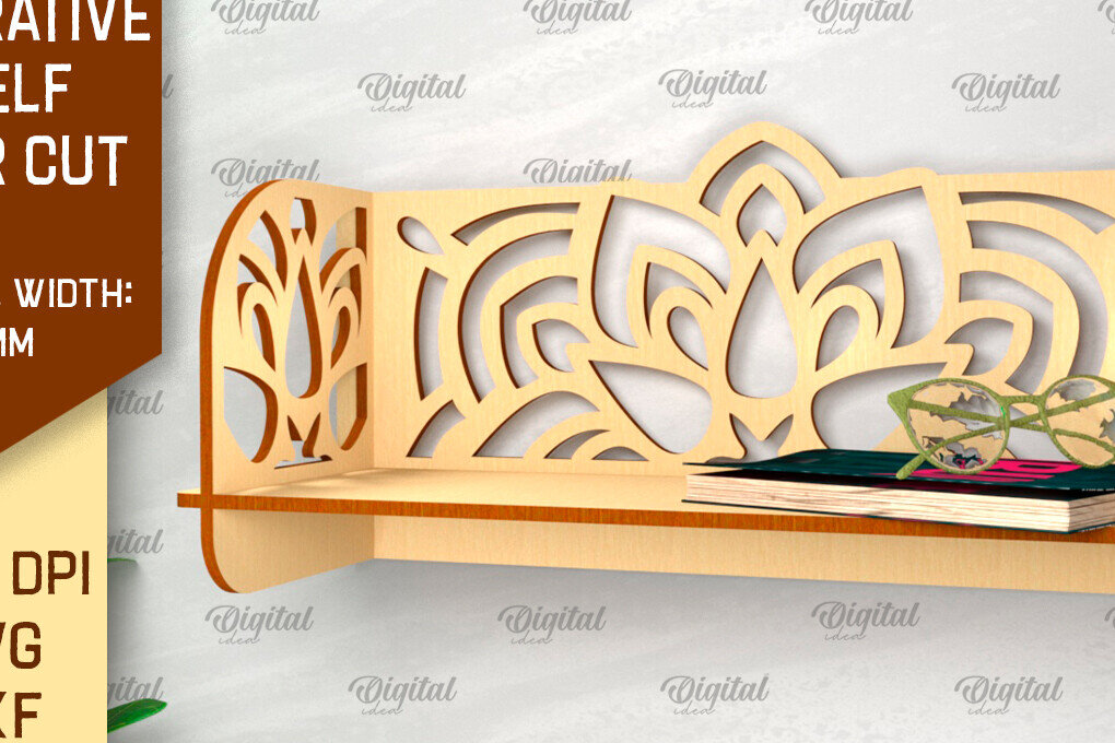 Intra απο ξύλο plywood 3mm-4mm πάχος - Διακοσμητικό ράφι τοίχου λουλουδιών  Δίασταση 30x20 cm INTRAFABR-99620343