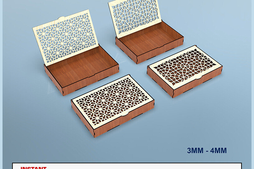 Σετ των 2 Intra απο ξύλο plywood 3mm-4mm πάχος - Διακοσμητικό κουτί δώρου  κοπής με λέιζερ Δίασταση 20x20 cm INTRAFABR-105204540