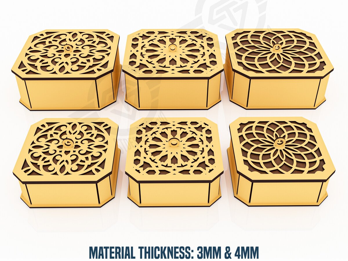 Intra απο ξύλο plywood 3mm-4mm πάχος - Διακοσμητικό κουτί δώρου Αρχεία  Cut Laser Δίασταση 150x150 cm INTRAFABR-119431036