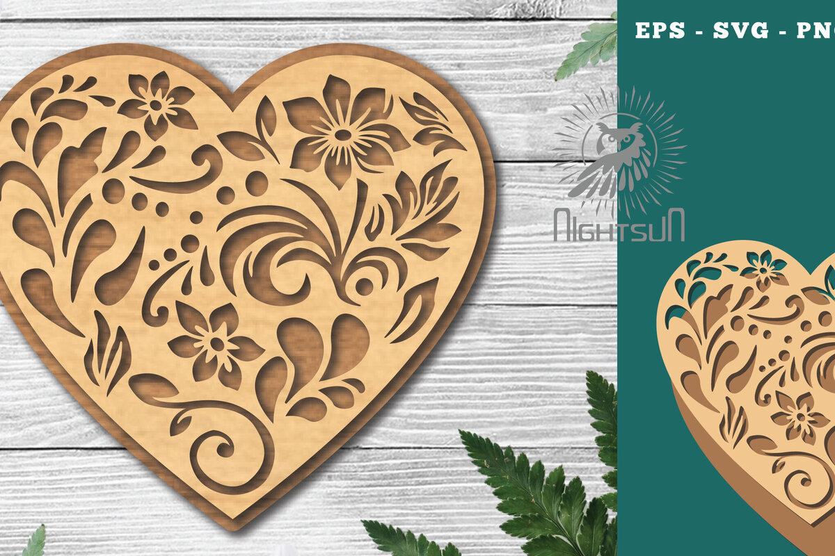 Σετ των 2 Intra απο ξύλο plywood 3mm-4mm πάχος - Διακοσμητικό διάκοσμο κοπής με λέιζερ καρδιάς 1 Δίασταση 20x20 cm INTRAFABR-116922218