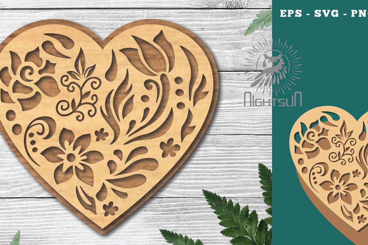 Σετ των 2 Intra απο ξύλο plywood 3mm-4mm πάχος - Διακοσμητικό διάκοσμο κοπής με λέιζερ καρδιάς 2 Δίασταση 20x20 cm INTRAFABR-116922312