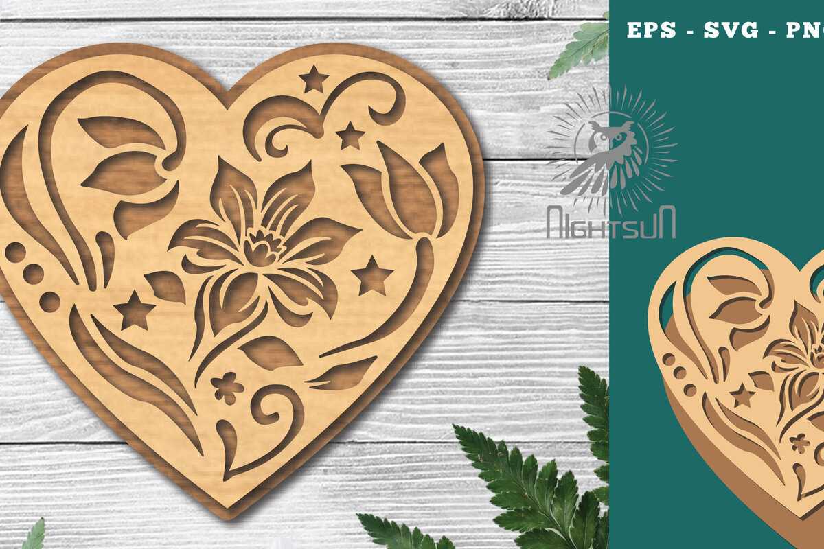 Intra απο ξύλο plywood 3mm-4mm πάχος - Διακοσμητικό διάκοσμο κοπής με λέιζερ καρδιάς 5 Δίασταση 20x20 cm INTRAFABR-116922497