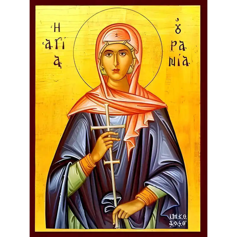 Εικόνα Ορθοδοξίας με περίγραμμα χρυσό σε ξύλο Φλαμουρίας  με  βάση Εικόνα ΑΓΙΑ ΟΥΡΑΝΙΑ, ΜΑΡΤΥΣ Χειροποίητη Ελληνορθόδοξη εικόνα του Ιησού Χριστού, Κρεμαστή πλάκα βυζαντινής τέχνης, χριστιανική τέχνη Διάσταση 40x30 cm (10,2x7,9 ίντσες)  INTRAEK-14477578652