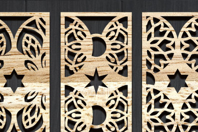 Σετ των 2 Intra απο ξύλο plywood 3mm-4mm πάχος - Διακοσμητικό πάνελ κοπής με λέιζερ  Δίασταση 20x20 cm INTRAFABR-95040488