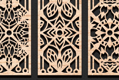 Σετ των 2 Intra απο ξύλο plywood 3mm-4mm πάχος - Διακοσμητικό πάνελ κοπής με λέιζερ  Δίασταση 20x20 cm INTRAFABR-95040493