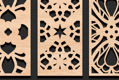 Σετ των 2 Intra απο ξύλο plywood 3mm-4mm πάχος - Διακοσμητικό πάνελ κοπής με λέιζερ  Δίασταση 20x20 cm INTRAFABR-95040509