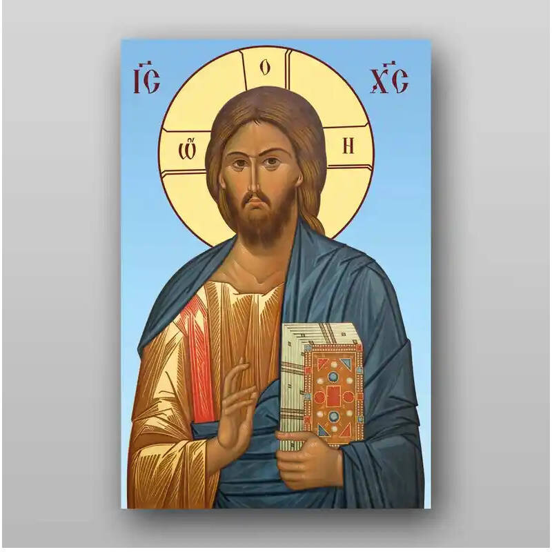 Σετ 2 τεμαχίων – Εικόνα Ορθοδοξίας με περίγραμμα χρυσό σε ξύλο Φλαμουρίας  με  βάση Εικόνα του Ιησού Χριστού - Χειροποίητη Ελληνορθόδοξη , Κρεμαστή πλάκα βυζαντινής τέχνης, χριστιανική τέχνη Διάσταση 15x11 cm (5,9 x 4,3 ίντσες) INTRAEK-21330