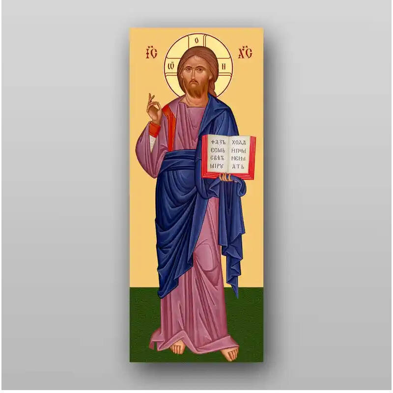 Σετ 2 τεμαχίων – Εικόνα Ορθοδοξίας με περίγραμμα χρυσό σε ξύλο Φλαμουρίας  με  βάση Εικόνα του Ιησού Χριστού - Χειροποίητη Ελληνορθόδοξη , Κρεμαστή πλάκα βυζαντινής τέχνης, χριστιανική τέχνη Διάσταση 15x11 cm (5,9 x 4,3 ίντσες) INTRAEK-21326