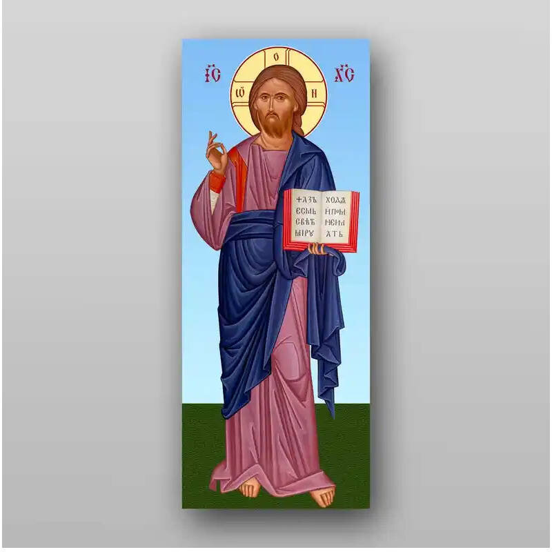 Σετ 2 τεμαχίων – Εικόνα Ορθοδοξίας με περίγραμμα χρυσό σε ξύλο Φλαμουρίας  με  βάση Εικόνα του Ιησού Χριστού - Χειροποίητη Ελληνορθόδοξη , Κρεμαστή πλάκα βυζαντινής τέχνης, χριστιανική τέχνη Διάσταση 15x11 cm (5,9 x 4,3 ίντσες) INTRAEK-21324