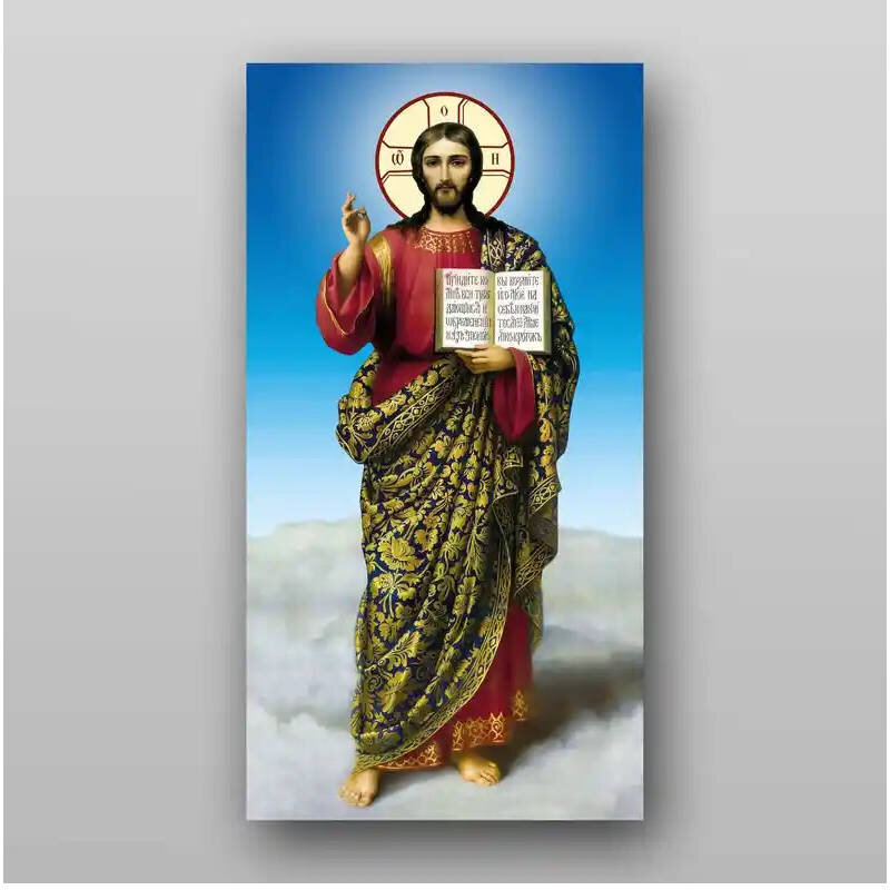 Σετ των 2 Εικόνα Ορθοδοξίας με περίγραμμα χρυσό σε ξύλο Φλαμουρίας  με  βάση Εικόνα του Ιησού Χριστού - Χειροποίητη Ελληνορθόδοξη , Κρεμαστή πλάκα βυζαντινής τέχνης, χριστιανική τέχνη Διάσταση 21x15 cm (8,3 x 5,9 ίντσες) INTRAEK-321305