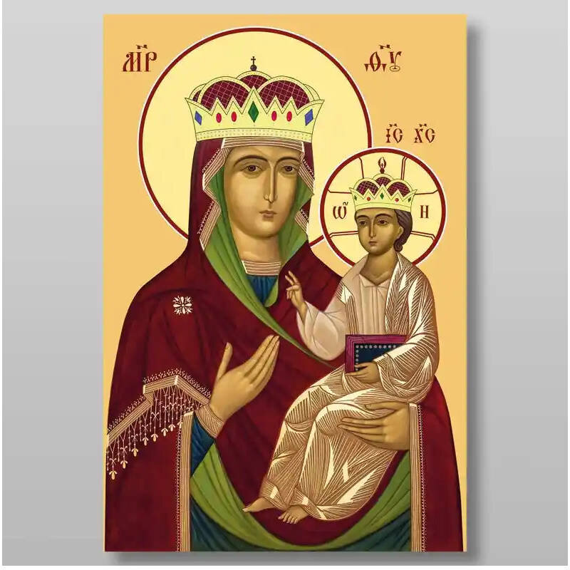 Σετ 2 τεμαχίων – Εικόνα Ορθοδοξίας με περίγραμμα χρυσό σε ξύλο Φλαμουρίας  με  βάση Krupetskaya Εικόνα της Μητέρας του Θεού Χειροποίητη Ελληνορθόδοξη , Κρεμαστή πλάκα βυζαντινής τέχνης, χριστιανική τέχνη Διάσταση 15x11 cm (5,9 x 4,3 ίντσες) INTRAEK-21256