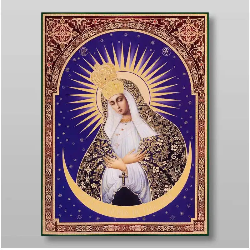 Σετ 2 τεμαχίων – Εικόνα Ορθοδοξίας με περίγραμμα χρυσό σε ξύλο Φλαμουρίας  με  βάση Ostra Brama Εικόνα της Μητέρας του Θεού Χειροποίητη Ελληνορθόδοξη , Κρεμαστή πλάκα βυζαντινής τέχνης, χριστιανική τέχνη Διάσταση 15x11 cm (5,9 x 4,3 ίντσες) INTRAEK-21241