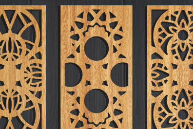 Σετ των 2 Intra απο ξύλο plywood 3mm-4mm πάχος - Διακοσμητικό πάνελ κοπής με λέιζερ  Δίασταση 20x20 cm INTRAFABR-95112946