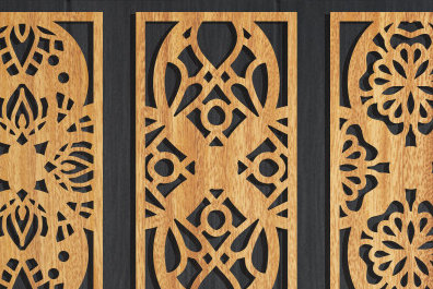 Σετ των 2 Intra απο ξύλο plywood 3mm-4mm πάχος - Διακοσμητικό πάνελ κοπής με λέιζερ  Δίασταση 20x20 cm INTRAFABR-95112951