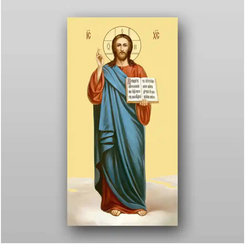 Σετ 2 τεμαχίων – Εικόνα Ορθοδοξίας με περίγραμμα χρυσό σε ξύλο Φλαμουρίας  με  βάση Εικόνα του Ιησού Χριστού - Χειροποίητη Ελληνορθόδοξη , Κρεμαστή πλάκα βυζαντινής τέχνης, χριστιανική τέχνη Διάσταση 15x11 cm (5,9 x 4,3 ίντσες) INTRAEK-21193